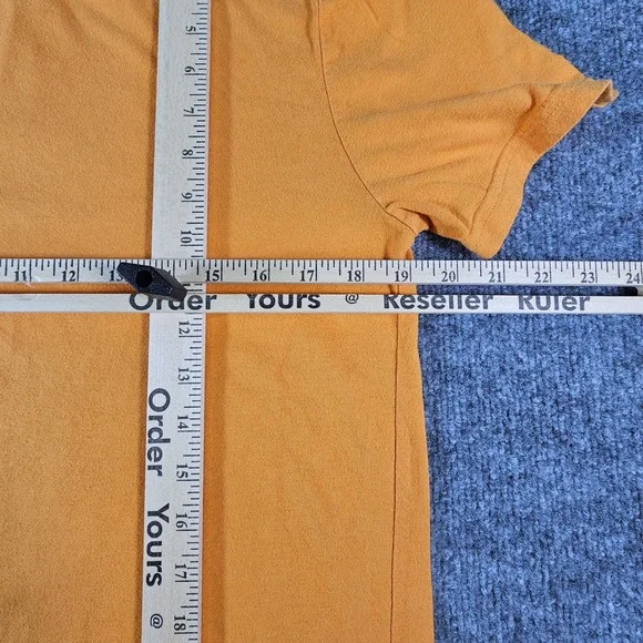 Vintage Polo Jeans Co Ralph Lauren Orange Polo Shirt Men's Medium American Flag - Picture 6 of 7